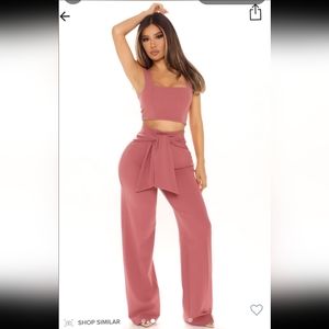 New with Tags Fashion Nova Mauve Dressy Pants High Waisted Tie Waist Size M
